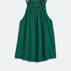 Papermoon Emerald Green Crochet Yoke Halter Blouse